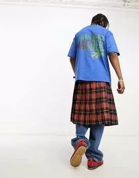 Темно-кобальтовая футболка с пляжным принтом Damson Madder