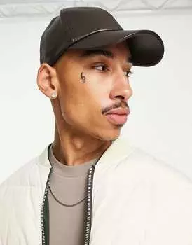 Темно-коричневая бейсболка Bershka PU