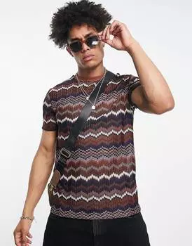 Темно-коричневая фактурная футболка ASOS DESIGN
