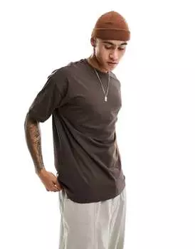 Темно-коричневая футболка оверсайз New Look