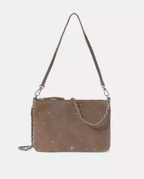 Темно-коричневая кожаная сумка через плечо на молнии Brownie, темно-коричневый