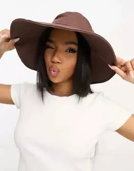 Темно-коричневая мягкая шляпа-федора SVNX