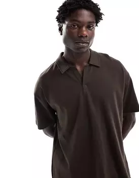 Темно-коричневая рубашка-поло New Look revere