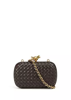 Темно-коричневая женская кожаная сумка с узлом Bottega Veneta