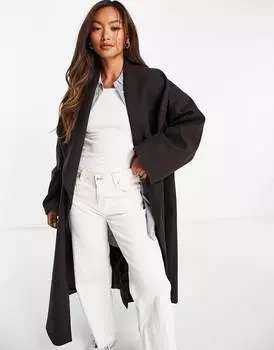 Темно-коричневое пальто оверсайз-водопад ASOS DESIGN smart