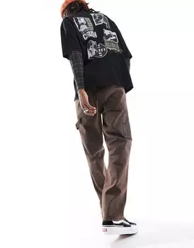 Темно-коричневые прямые джинсы ASOS DESIGN со столярной отделкой