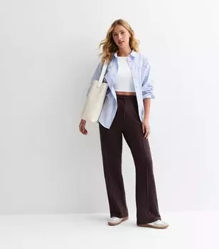 Темно-коричневые широкие джоггеры с защипами на защипах New Look, темно-коричневый