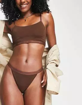 Темно-коричневые трусы Calvin Klein Form To Body с логотипом в тон