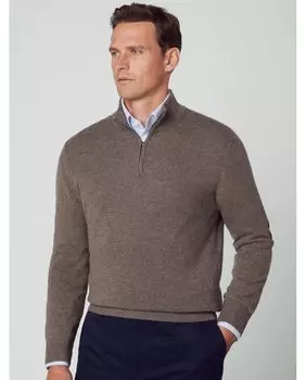 Темно-коричневый мужской свитер с воротником Перкинс Hackett, темно коричневый