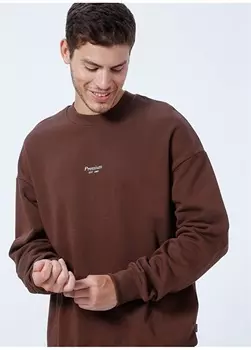 Темно-коричневый мужской свитшот с круглым вырезом Jack & Jones