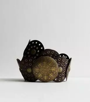 Темно-коричневый ремень с металлической пряжкой New Look, темно-коричневый