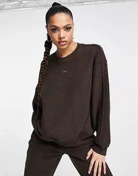 Темно-коричневый свободный флисовый свитшот adidas Originals Luxe Lounge