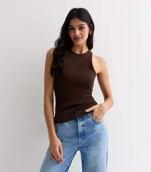 Темно-коричневый топ в рубчик New Look, темно-коричневый