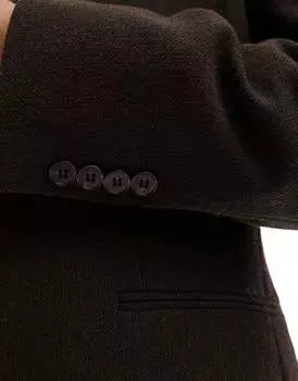 Темно-коричневый узкий пиджак из смесовой шерсти ASOS Wedding из плетеной ткани