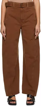 Темно-красные джинсы с перекрученным поясом LEMAIRE