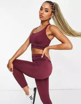 Темно-красный бюстгальтер adidas Training Aeroknit