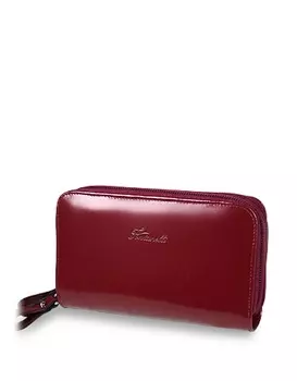 Темно-красный кошелек на молнии из полированной телячьей кожи Fontanelli, красный