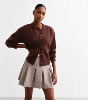 Темно-красный мягкий вязаный кардиган с круглым вырезом New Look, бордовый