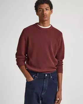 Темно-красный мужской свитер с круглым вырезом Pepe Jeans, красный