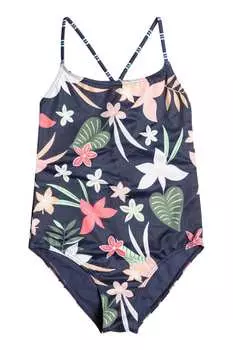 Темно- купальник для девочек с цветочным принтом "vacay for life" Roxy, синий