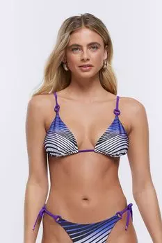 Темно- лиф бикини с треугольными чашками и зебровым принтом River Island, синий