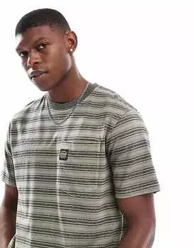 Темно-оливковая футболка с карманами и текстурированной полоской Superdry