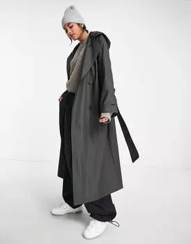 Темно-оливковый прорезиненный тренч ASOS DESIGN