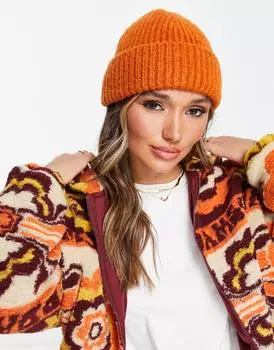 Темно-оранжевая шапка-бини в крупную резинку ASOS DESIGN