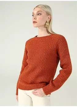 Темно-оранжевый женский свитер с вырезом «лодочка» Fabrika Comfort