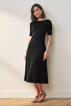 Темно- платье миди-манзи Lauren Ralph Lauren, черный