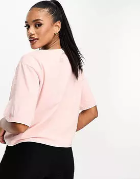 Темно-розовая футболка с присборенными плечами EA7