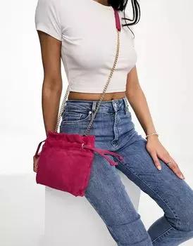 Темно-розовая замшевая сумка River Island на шнурке