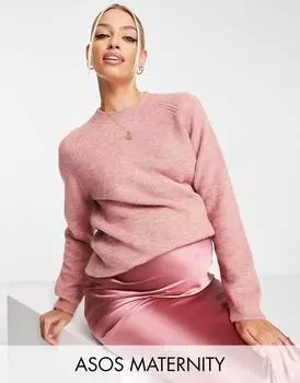 Темно-розовый джемпер свободного кроя с круглым вырезом ASOS DESIGN Maternity