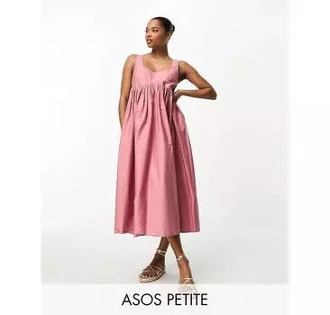 Темно-розовый сарафан миди с квадратным вырезом ASOS DESIGN Petite ASOS Petite