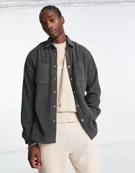 Темно-серая флисовая рубашка оверсайз ASOS DESIGN