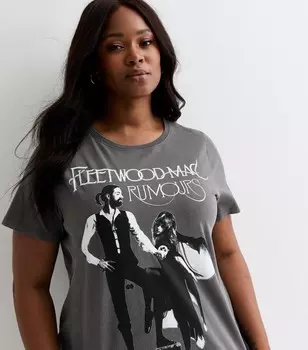 Темно-серая футболка оверсайз Curves Fleetwood Mac Rumors New Look, темно-серый