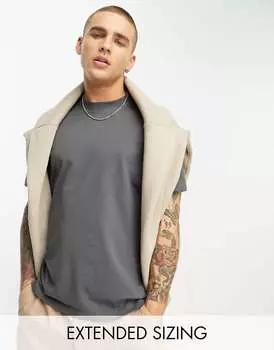 Темно-серая футболка с круглым вырезом ASOS