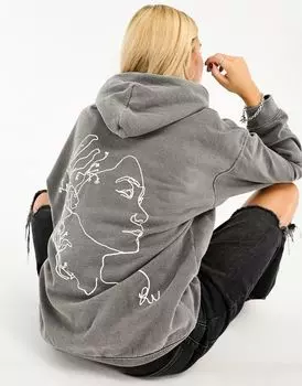 Темно-серая худи с рисунком лица Reclaimed Vintage