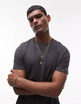 Темно-серая классическая футболка Topman