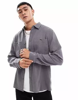 Темно-серая куртка-рубашка с вафельным узором ASOS DESIGN