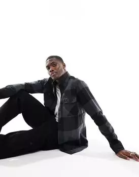Темно-серая куртка-рубашка в клетку оверсайз в клетку Jack & Jones