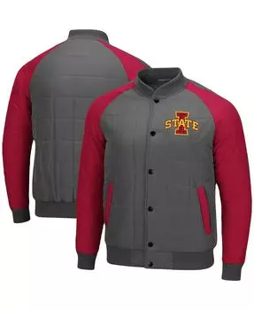 Темно-серая мужская куртка-бомбер реглан cardinal iowa state cyclones 1940-х годов с застежкой-молнией Colosseum, мульти