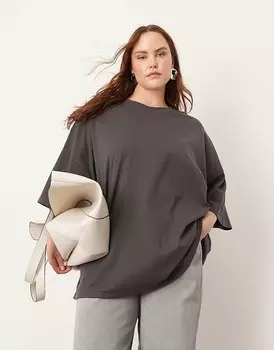 Темно-серая оверсайз-футболка премиум-класса ASOS EDITION Curve
