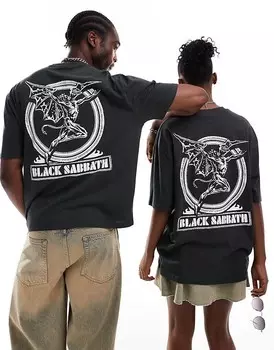 Темно-серая оверсайз-футболка унисекс с лицензионной графикой Black Sabbath ASOS DESIGN