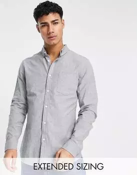 Темно-серая оксфордская рубашка узкого кроя ASOS DESIGN