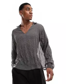 Темно-серая прозрачная рубашка-комбинация ASOS DESIGN