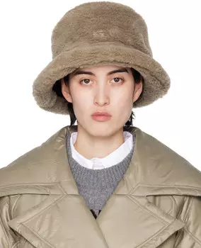 Темно-серая пушистая панама из технического материала Ganni