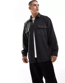 Темно-серая рубашка из плотного твила с начесом Jack & Jones