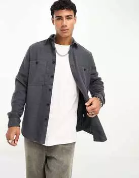 Темно-серая рубашка из смесовой шерсти ASOS
