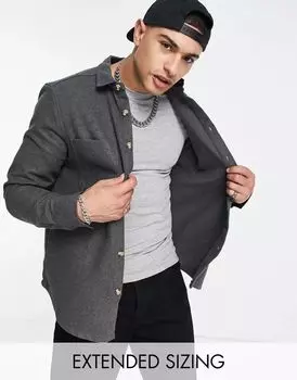 Темно-серая рубашка из смесовой шерсти ASOS
